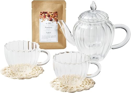Dolce Duo TT-12 Tea Rico, Edible Fruit Tea, Heat Resistant Glass Teapot & Cup Set, Tea Set with Coaster, Gift, Housewarming Gift