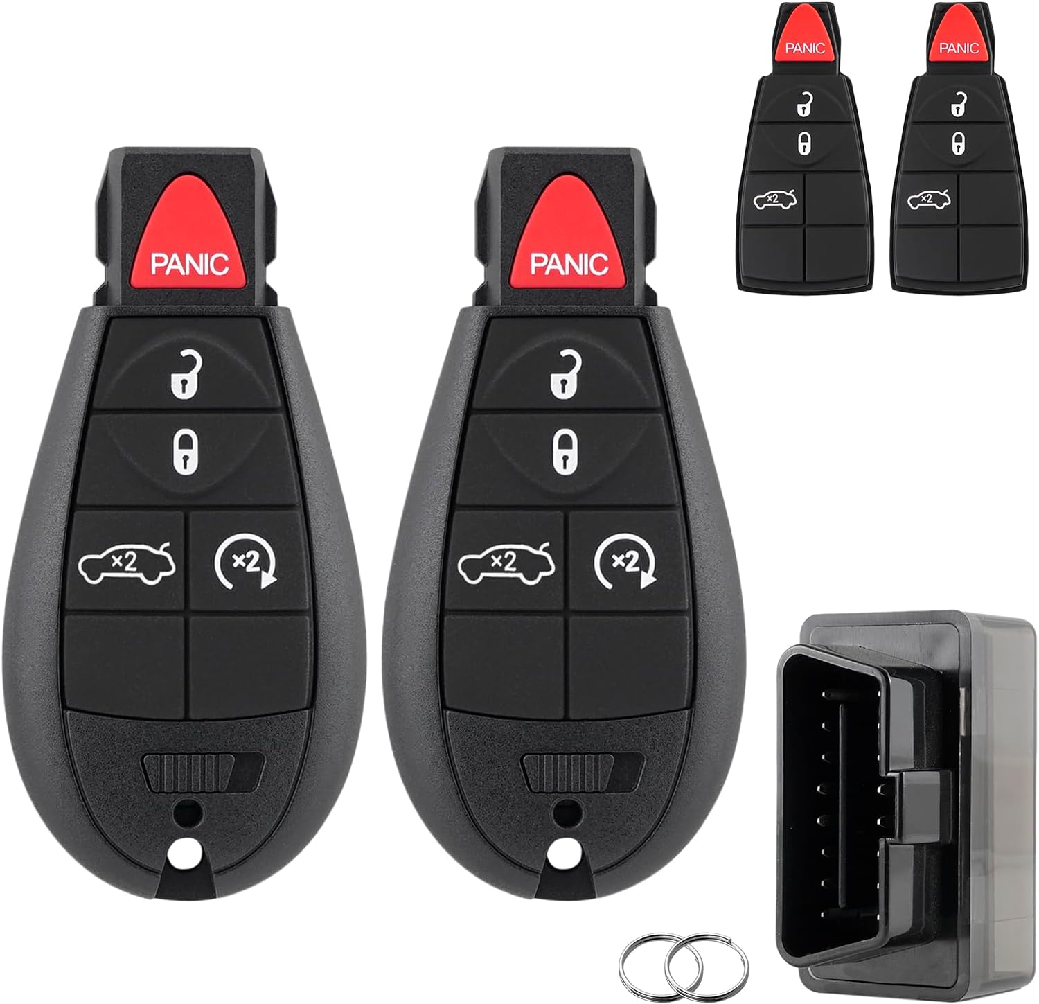 Key Fob Remote Replacement for Dodge Challenger Charger 2008 2009 2010 2011 2012 Durango 2008-2012 Chrysler 300 2008-2011 Keyless Entry Remote IYZ-C01C with Interchangeable 4 & 5 Button 2Pcs