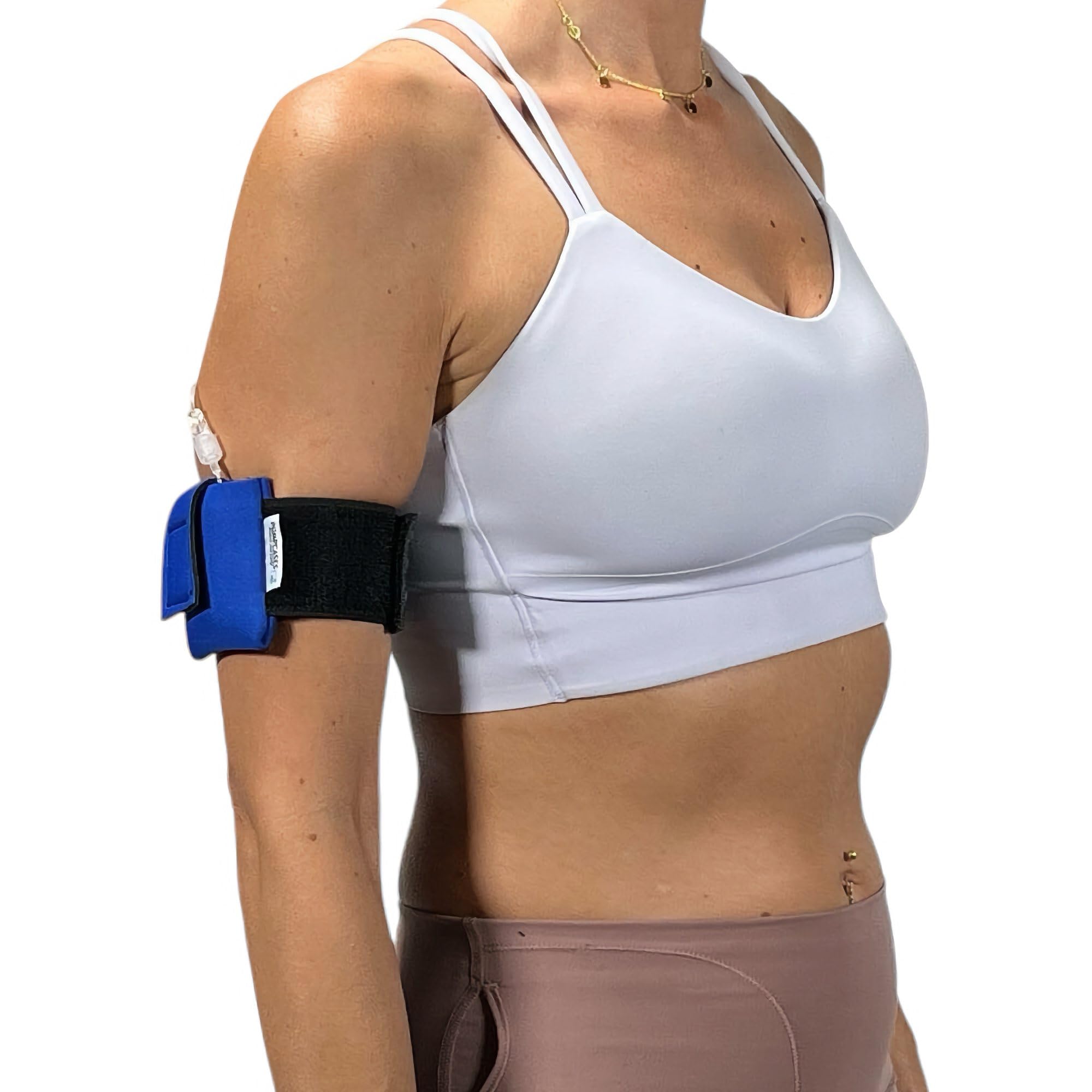 Pumpcases Adjustable Blue Insulin Pump Belt – Diabetic Insulin Pump Stretch Band – Arm Band Insulin Pump Case – Compatible with Mobi – Assembled in The USA (Large)