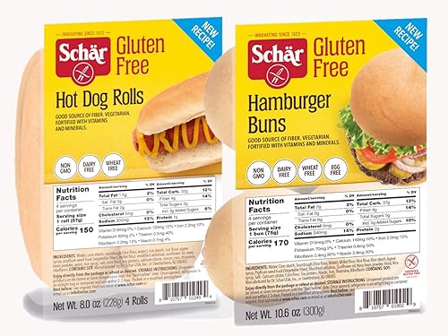 Schar Combo de panecillos calientes y hamburguesas sin gluten  8 bollos totales