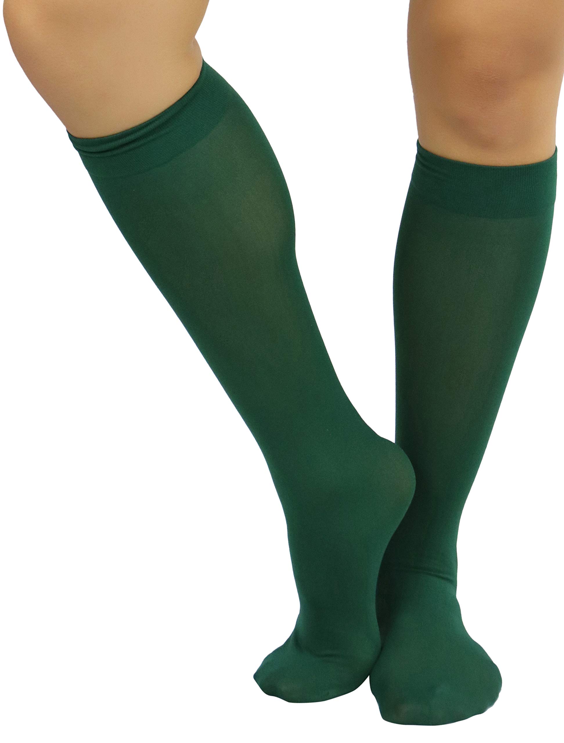 ToBeInStyle Women’s Opaque Knee High Nylon Fashion Socks Solid &amp; w/Front Satin Bow