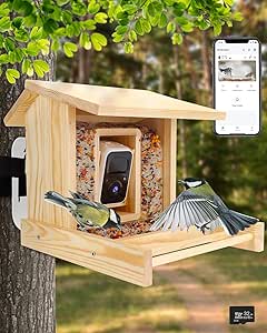 Smart Bird Feeder Camera, Bird Feeders with HD Camera, 160°Wide Angle, Auto Capture Bird Videos, App Notify, Built-in Microphone, AI Identify Bird Species, Ideal Gifts for Family, Bird Lover, Patio asin的图片