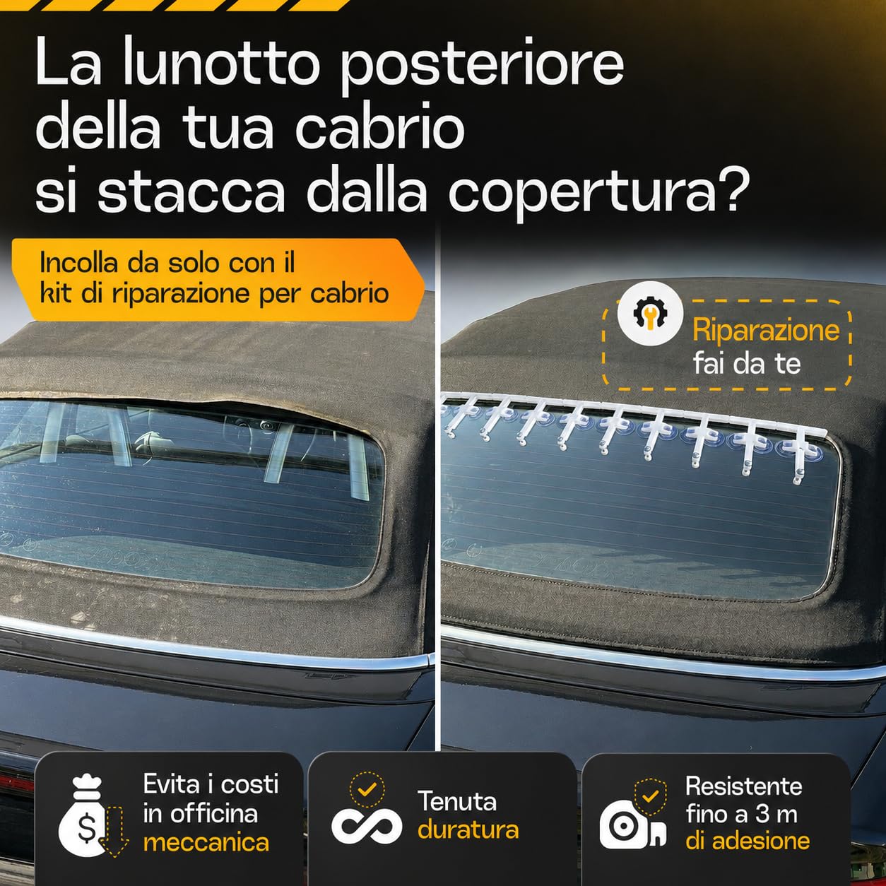 Kit di Riparazione del Lunotto Posteriore per Capote Cabrio