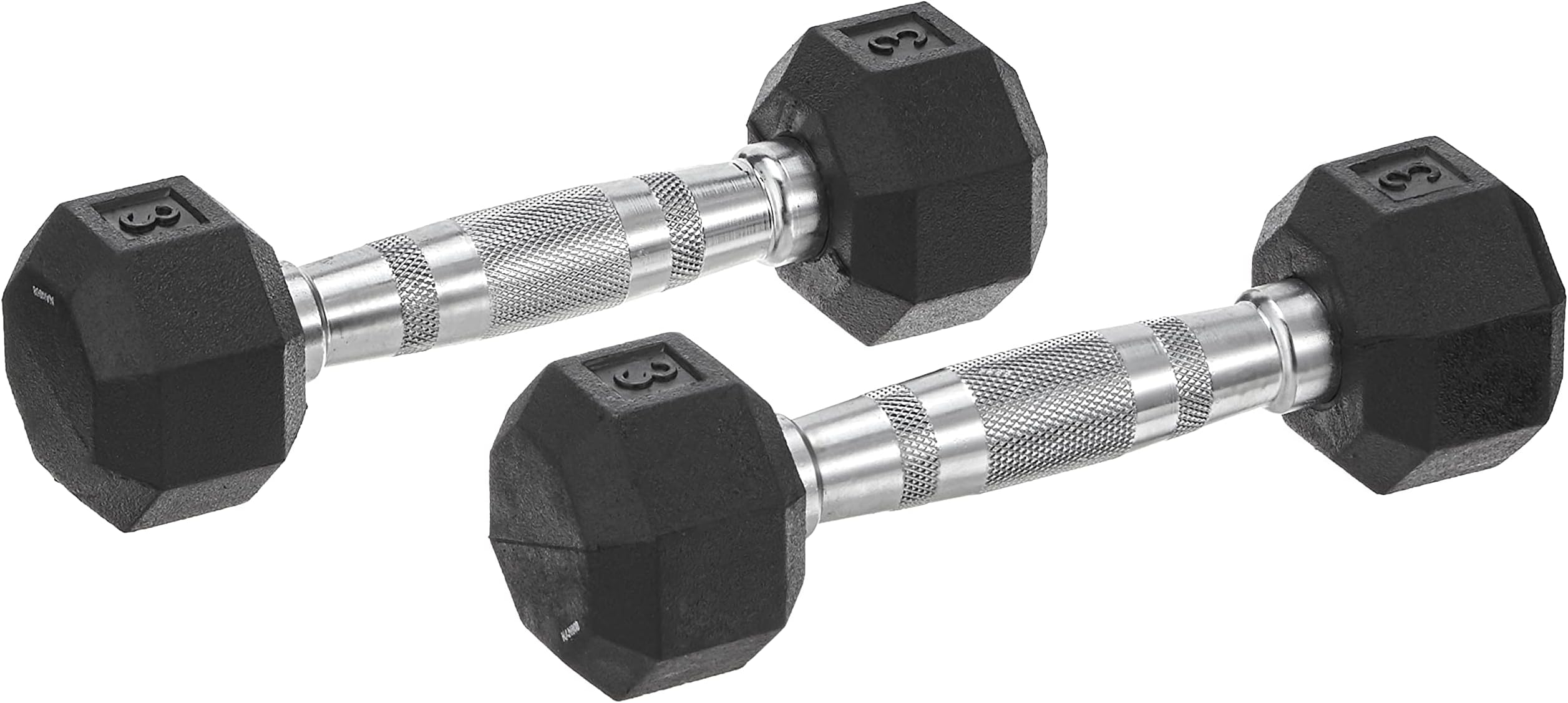 SPRI Dumbbells Hand Weights Deluxe Rubber Encased Chrome Handle All-Purpose Dumbbell (Available in 3, 5, 8, 10, 12, 15, 20, 25, 30, 35, 30, 45, 50 Pounds)