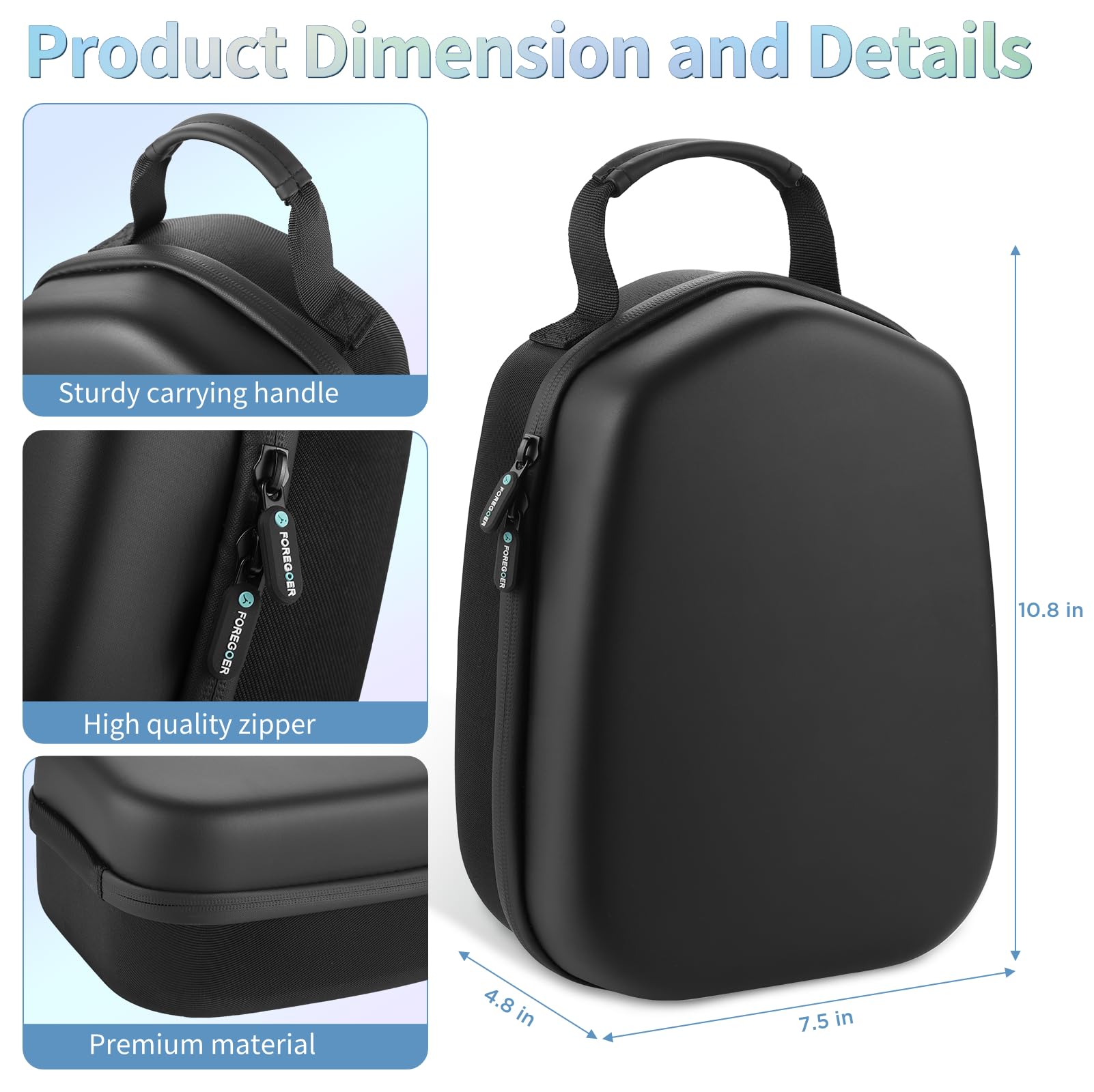 FOREGOER Funda de transporte rígida compatible con Meta Oculus Quest 2/Quest 3/Vision Pro, funda de almacenamiento portátil de viaje para auriculares originales oficiales de VR y controladores
