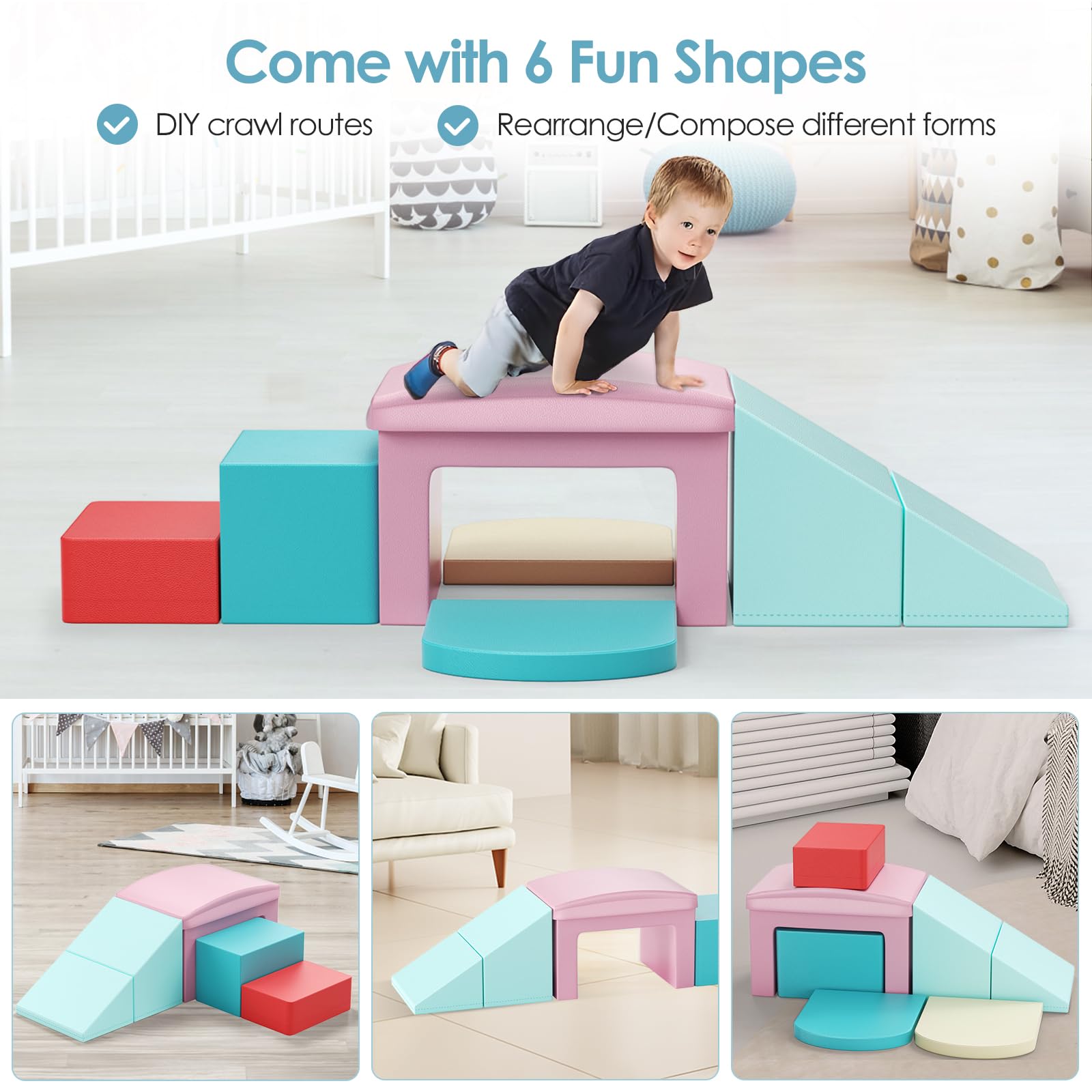 Blocchi in Schiuma, Cotone Perlato ad Alta densità, Fodera in Pelle PU Rinforzata Impermeabile e Resistente alle Crepe, Chiusura Invisibile, per Interno/Esterno - 3