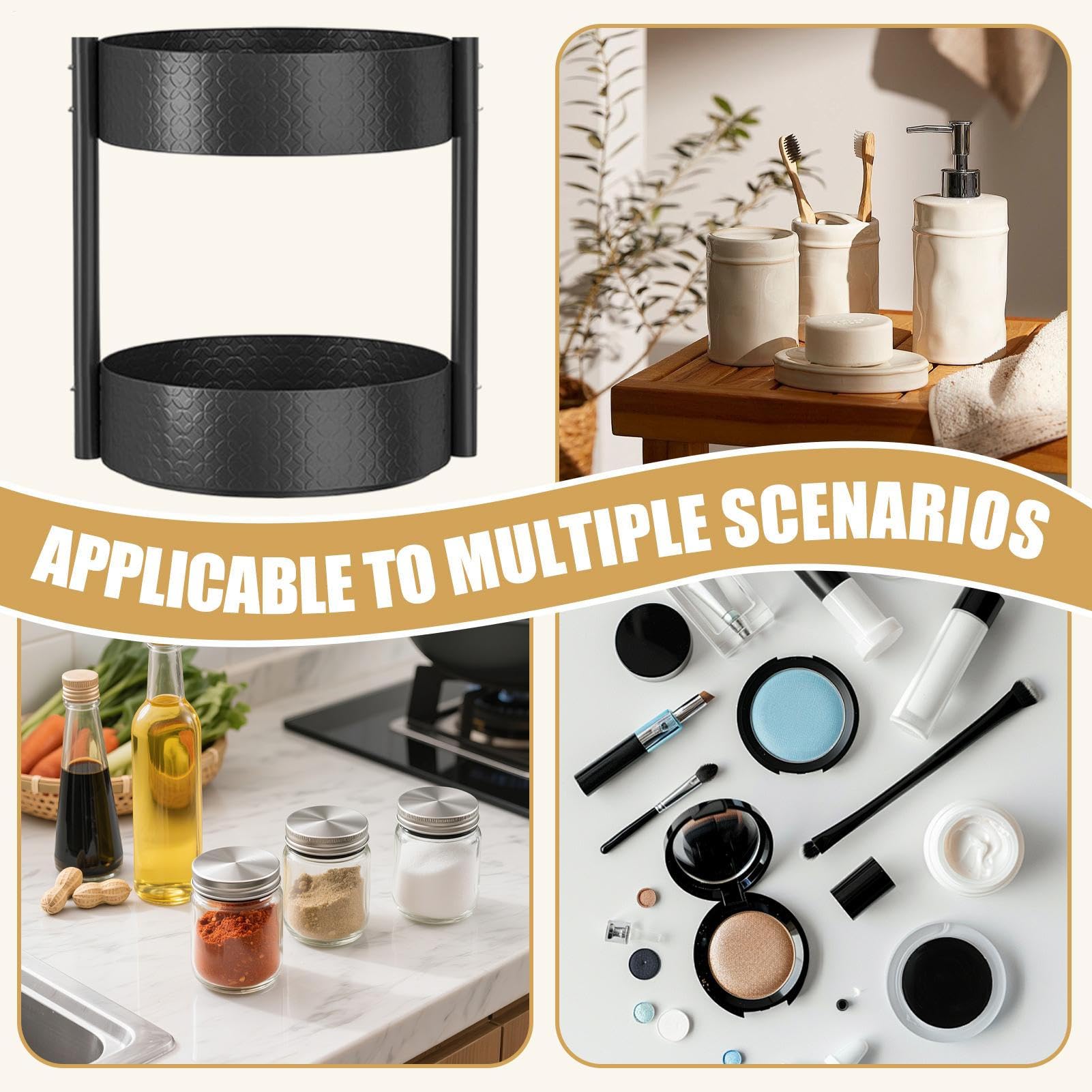 Organizador de Especias Soporte Giratorio Para Encimera De Cocina | Estantes de Cocina para Encimera Para en Refrigerador, Despensa, Encimera, Snack, Baño, Tocador, Perfumes y Medicinas