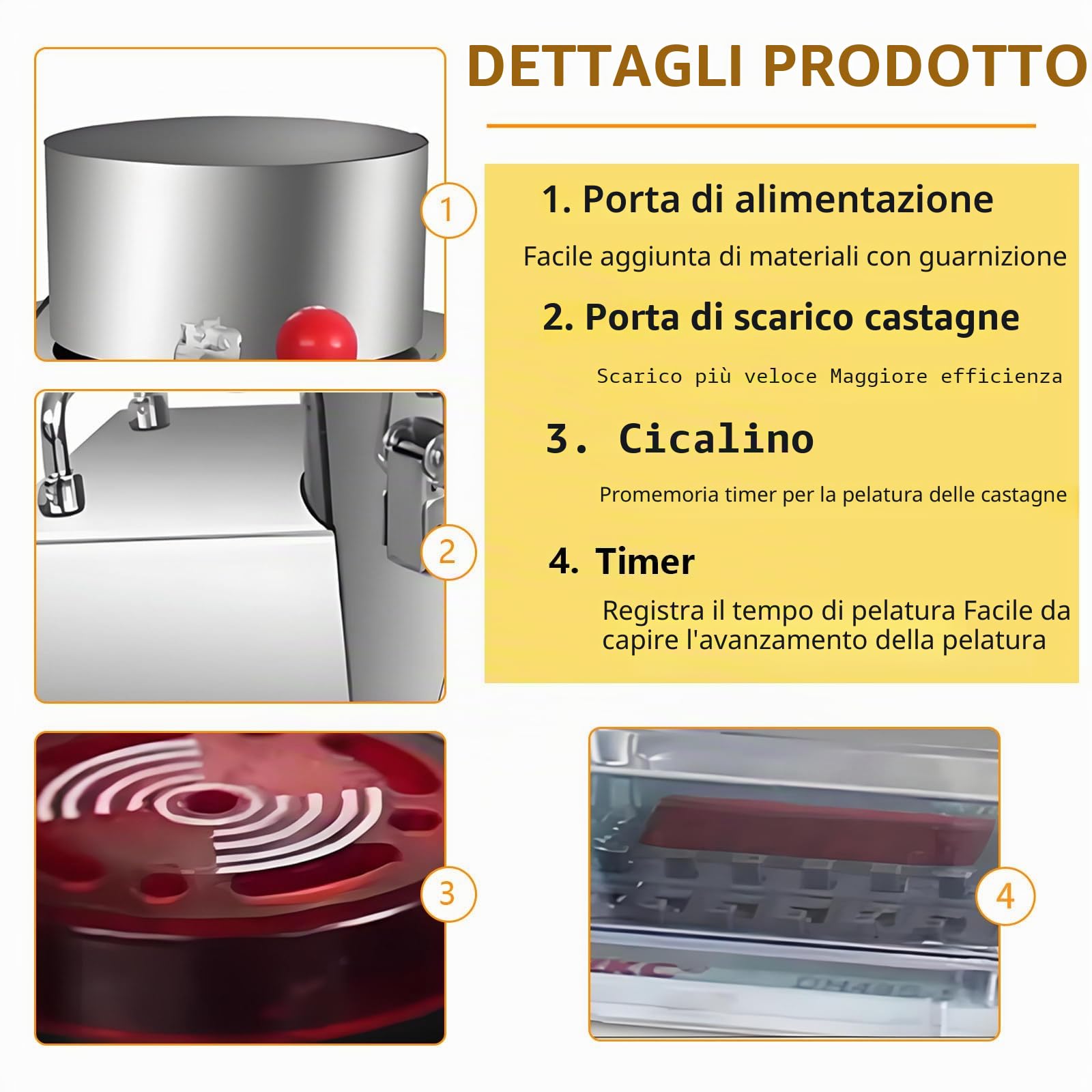 Pelapatate automatico professionale per castagne,pelapatate elettrico da 220V,lama in acciaio inossidabile,alta efficienza senza danneggiare le castagne per sbucciare rapidamente le castagne 12knives