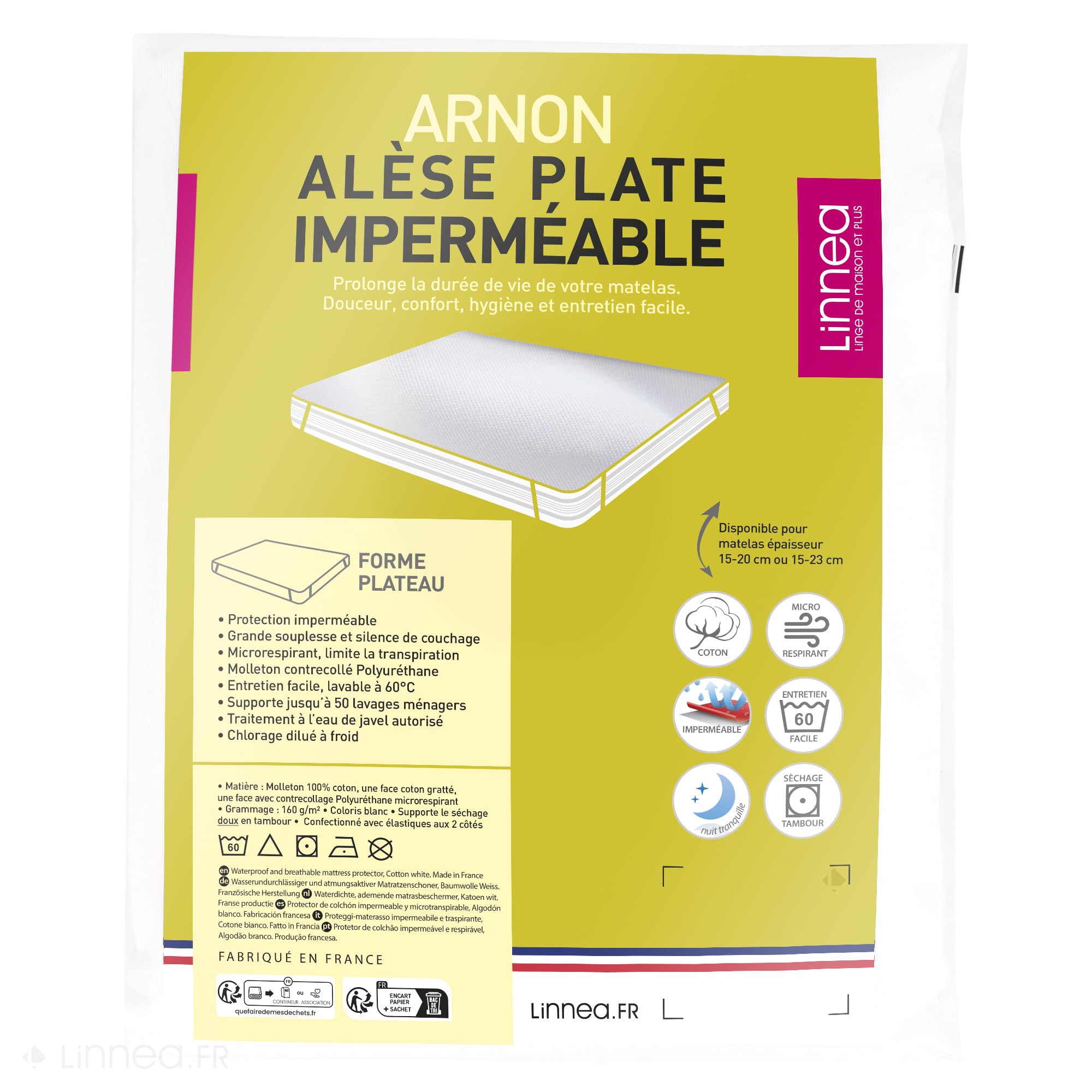 Linnea Wodoodporna płaska obudowa 140x200 cm Arnon Polar 100% bawełna laminowana poliuretan
