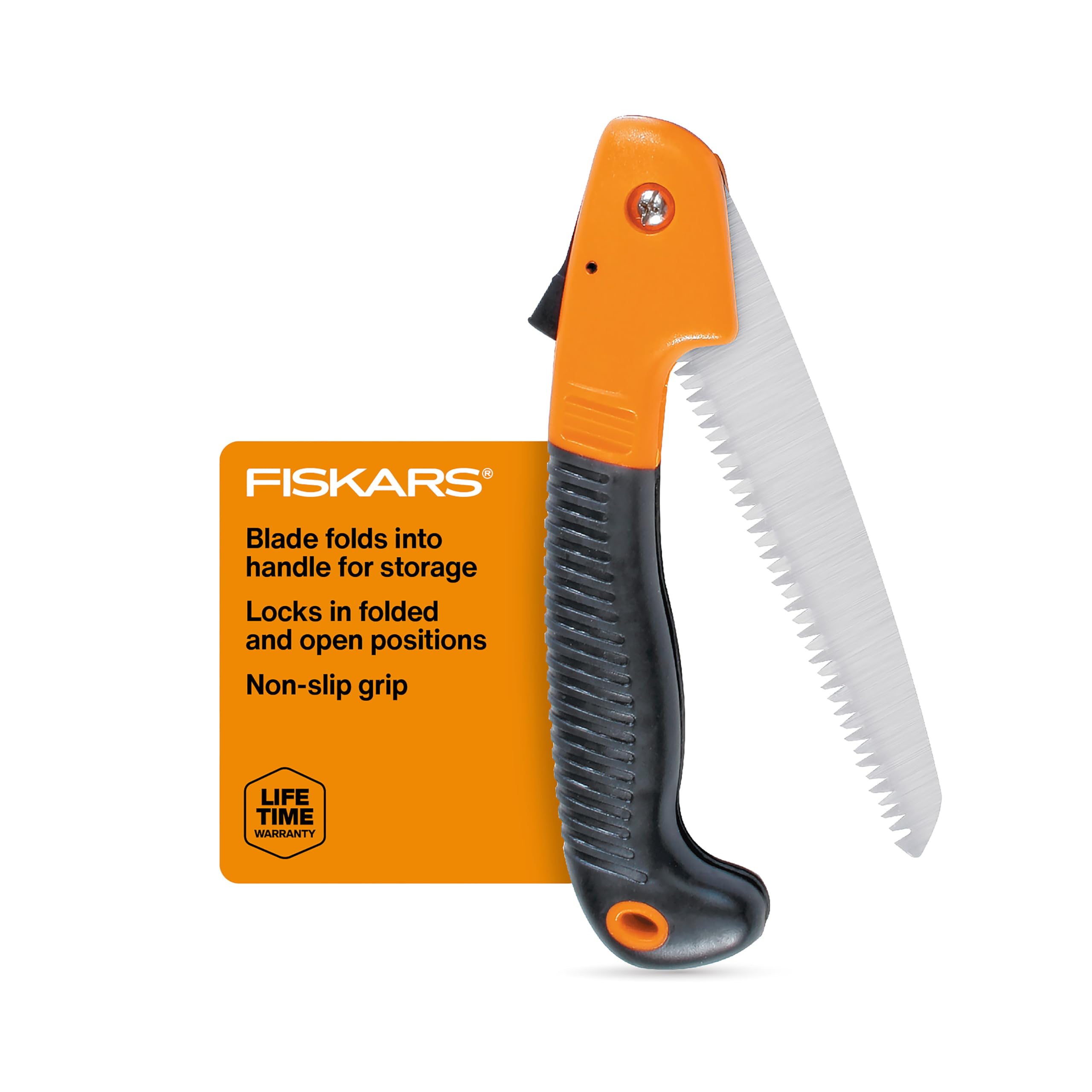 Fiskars Folding Hand Saw, 7" Pruning Saw with Power Tooth Blade with Triple Ground Teeth that Powers Through Wood Faster, Soft Grip Handle
