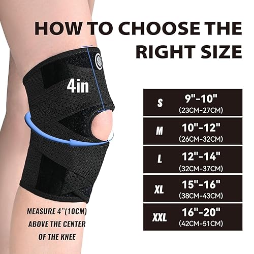 Miniatura 5 de Rodillera con estabilizadores laterales para dolor de rodilla, soporte de rodilla ajustable para desgarro de menisco, ACL MCL, recuperación de