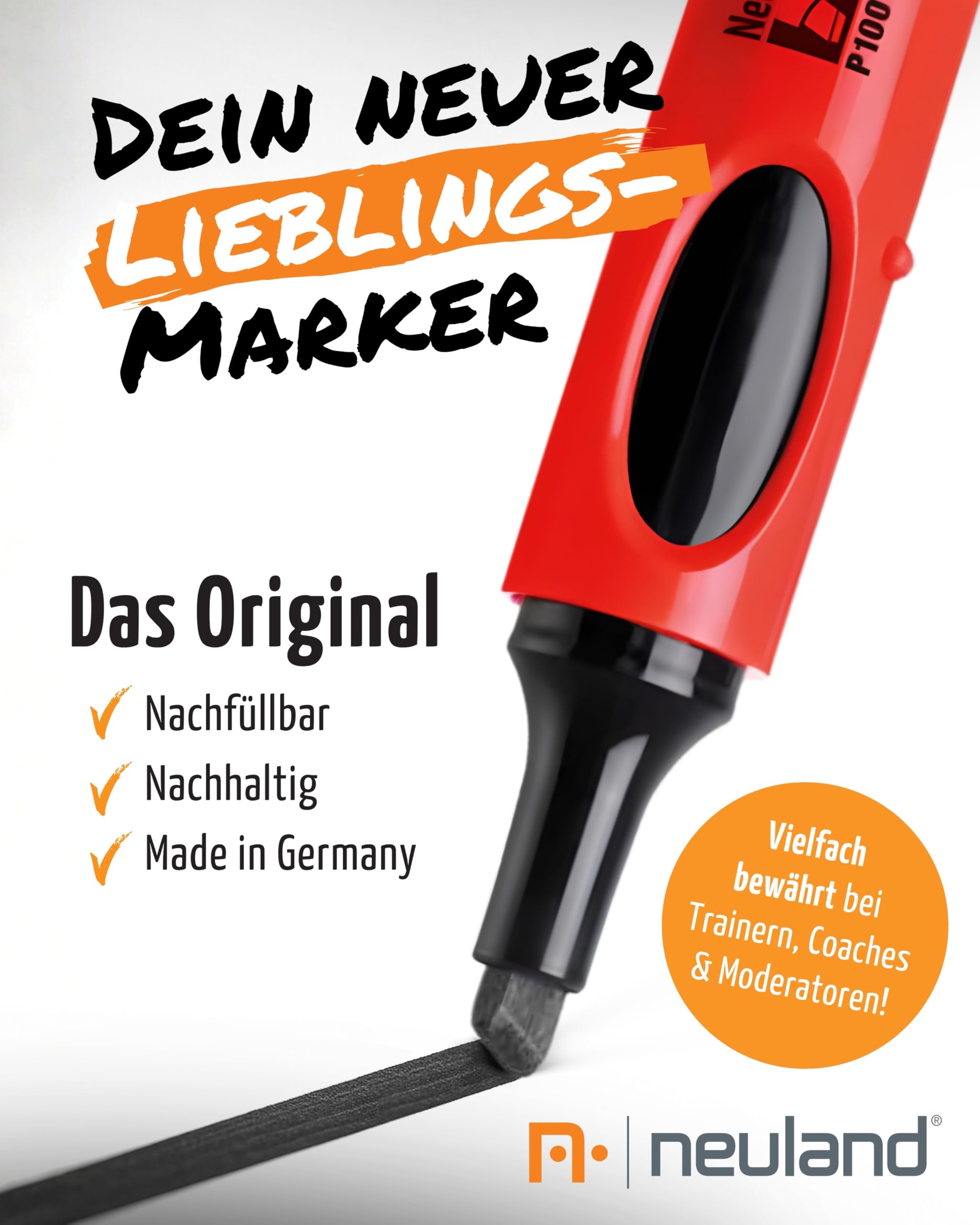 Neuland Estatics Ideenkarten-Set I Schwarze Permanentmarker No.One Estatics Keilspitze & FineOne Estatic Rundspitze I Inkl. Moderationskarten je 100 Blätter Large & Medium & 50 Blatt Estatics-Pad