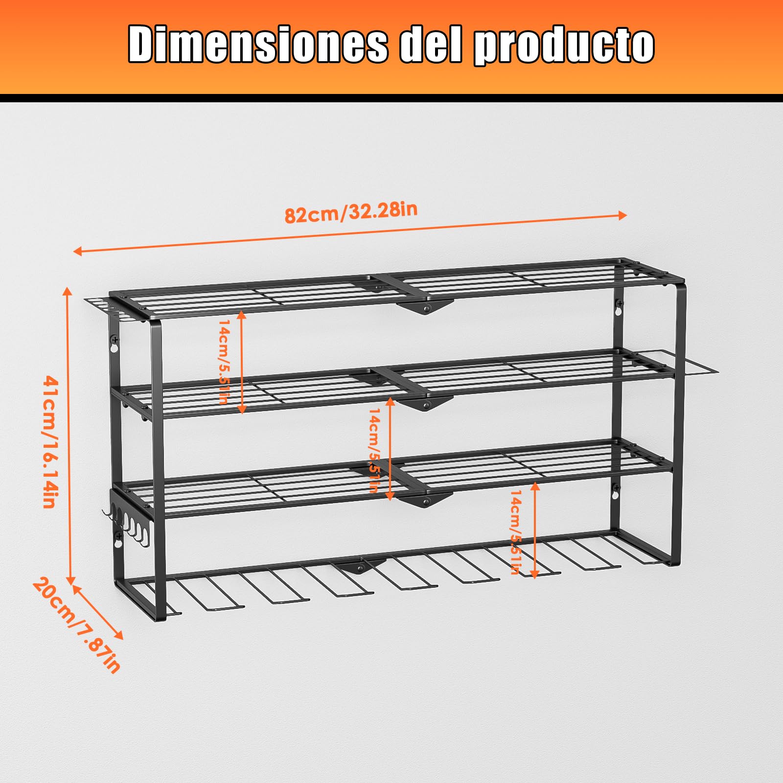 Organizador de Herramientas Eléctricas de Pared 4 Niveles para 8 Herramientas, Taladro, Atornillador, etc. - Organizador de Herramientas Pared Para Garaje, Hogar, Taller
