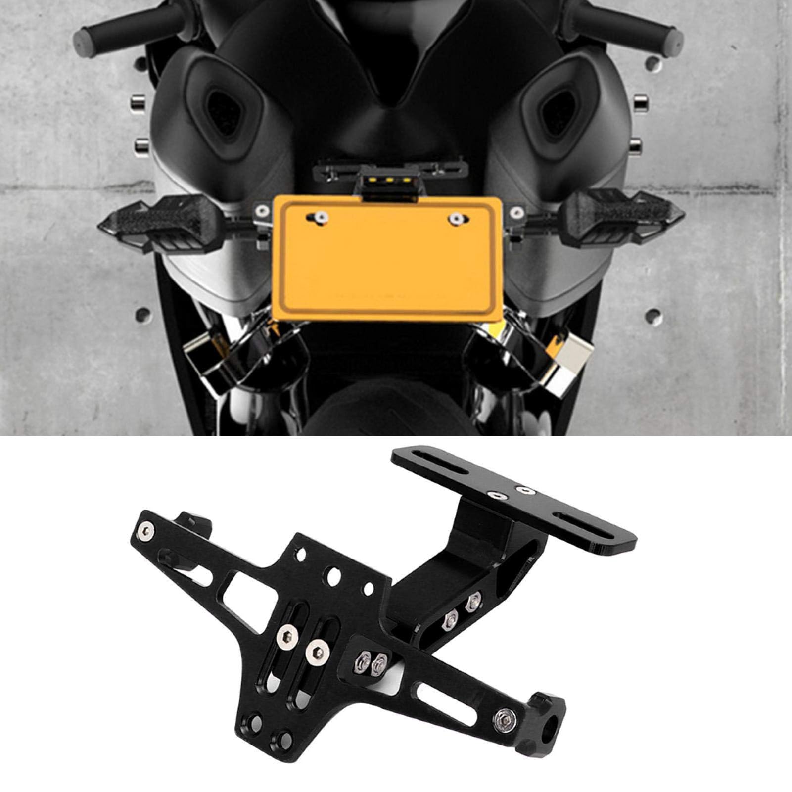 Universal Black Aluminum Motorcycle Tail Tidy – Flip Up License Plate Bracket