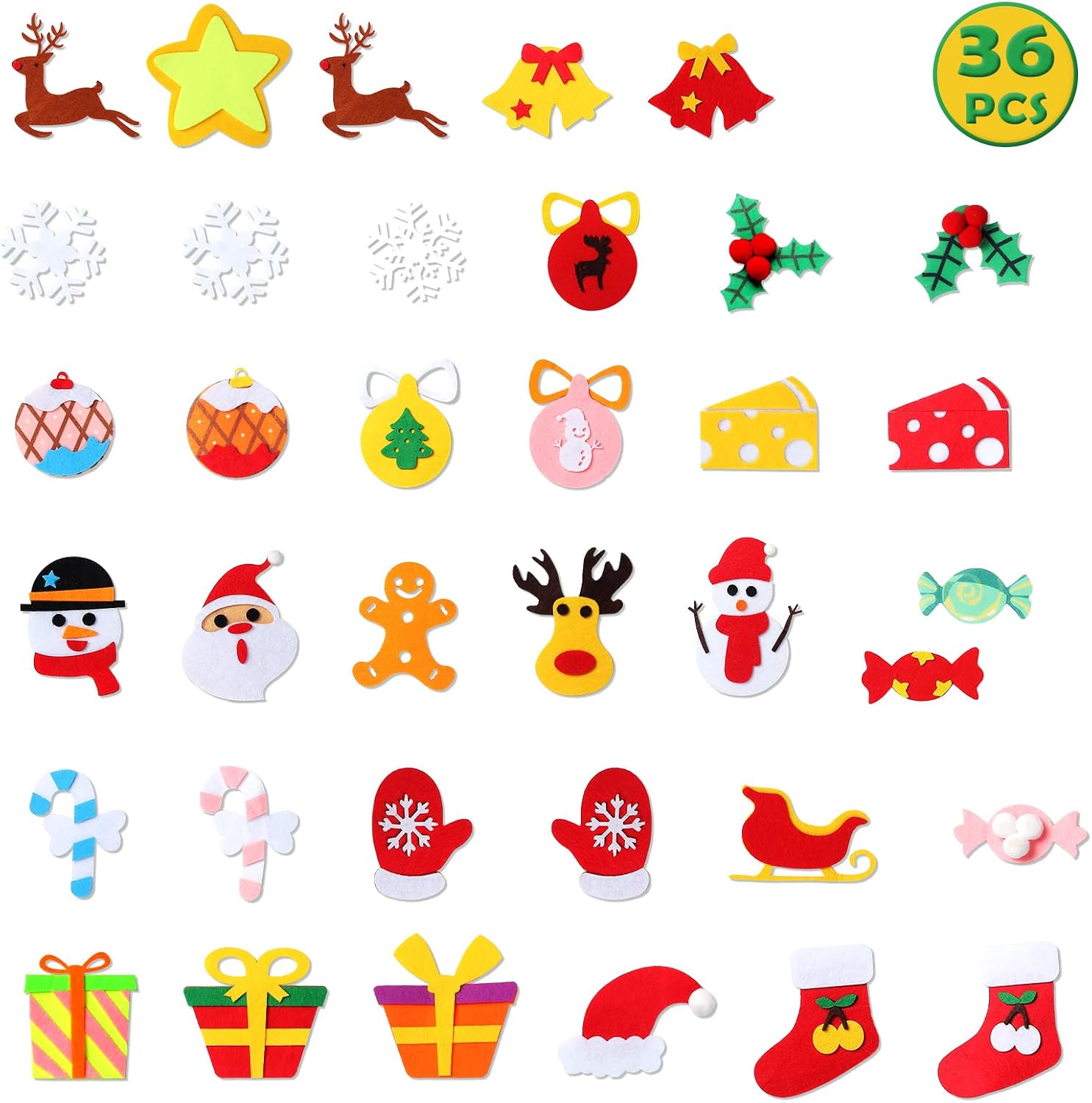 TOBEHIGHER Felt Christmas Tree - 3.6 FT 3D DIY Set for Kids with 36 Pieces of Ornament Decor, Wall Hanging Christmas Tree Decorations