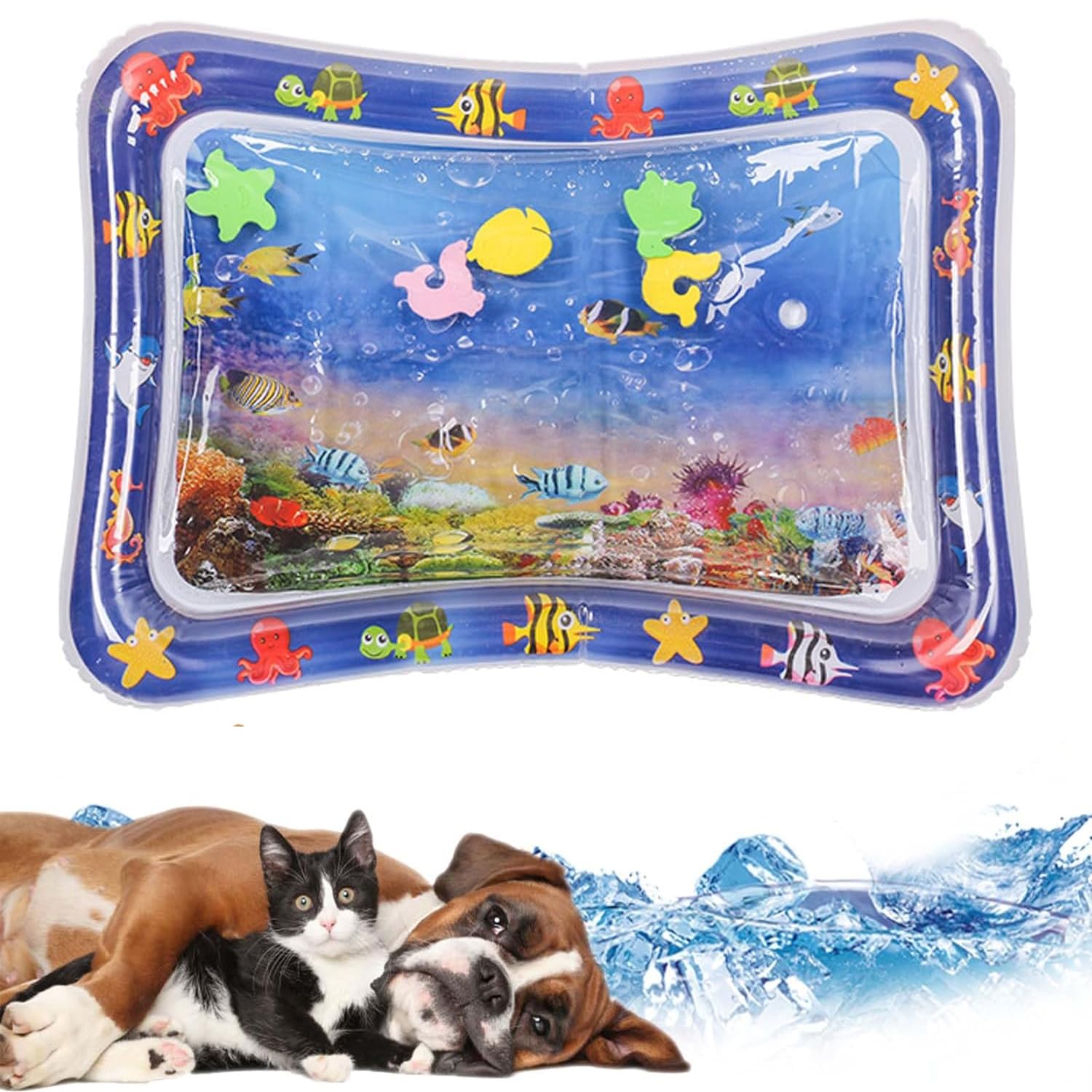 Luylmo Alfombra de agua para gatos, alfombra sensorial de juego de agua para gatos, sensorial Water Playmat for Cats, juguete interactivo para gatos, alfombra de juego de agua espesa Feel Cool Comfort
