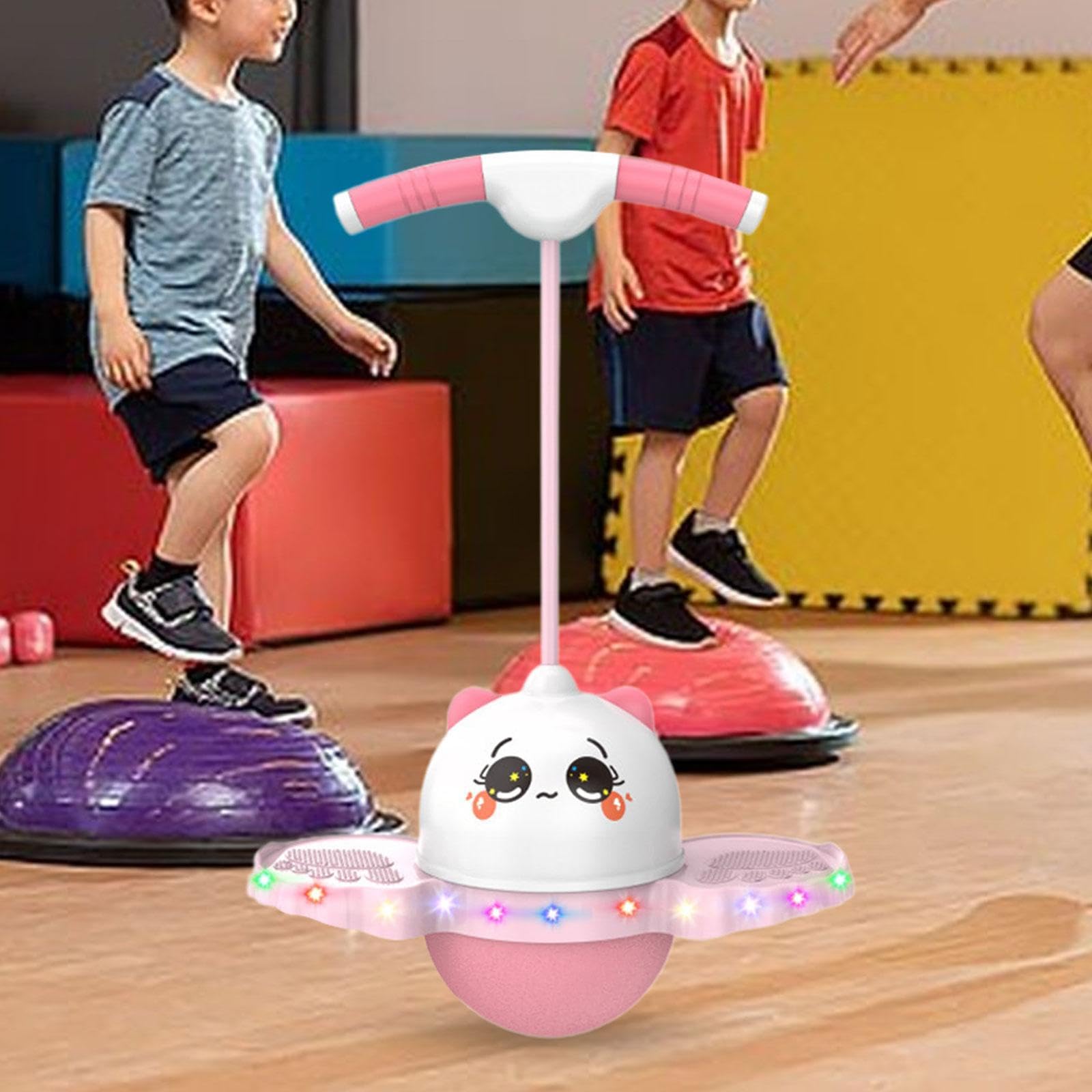 Pogo Ball, Spielzeug, Sprungbrett mit Hüpfball für Spielplatz, Trainingshilfe, Rosa