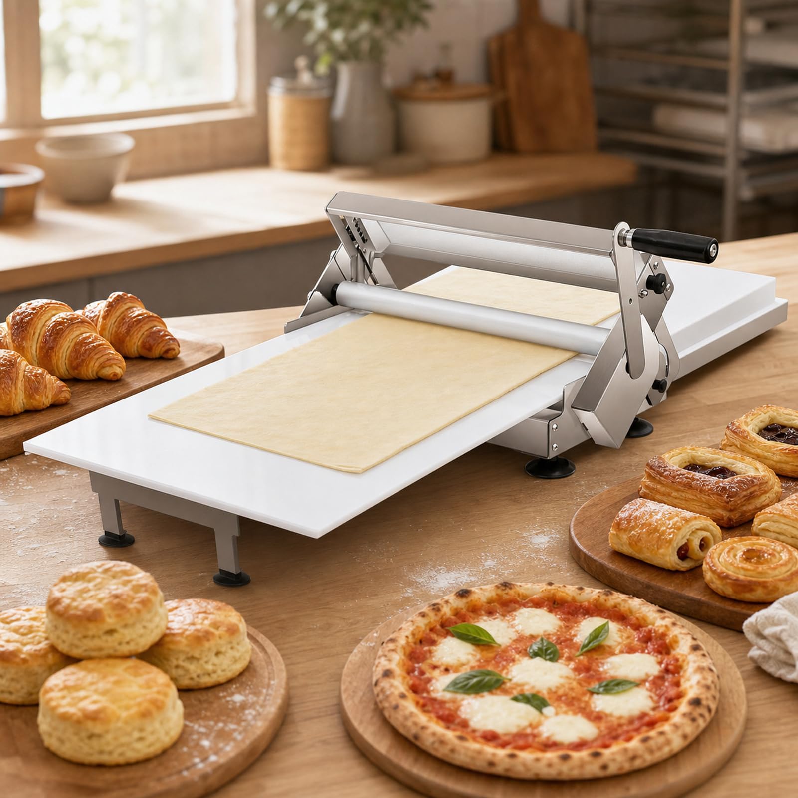 Laminoir à pâte manuel pliable, rouleau compact et peu encombrant