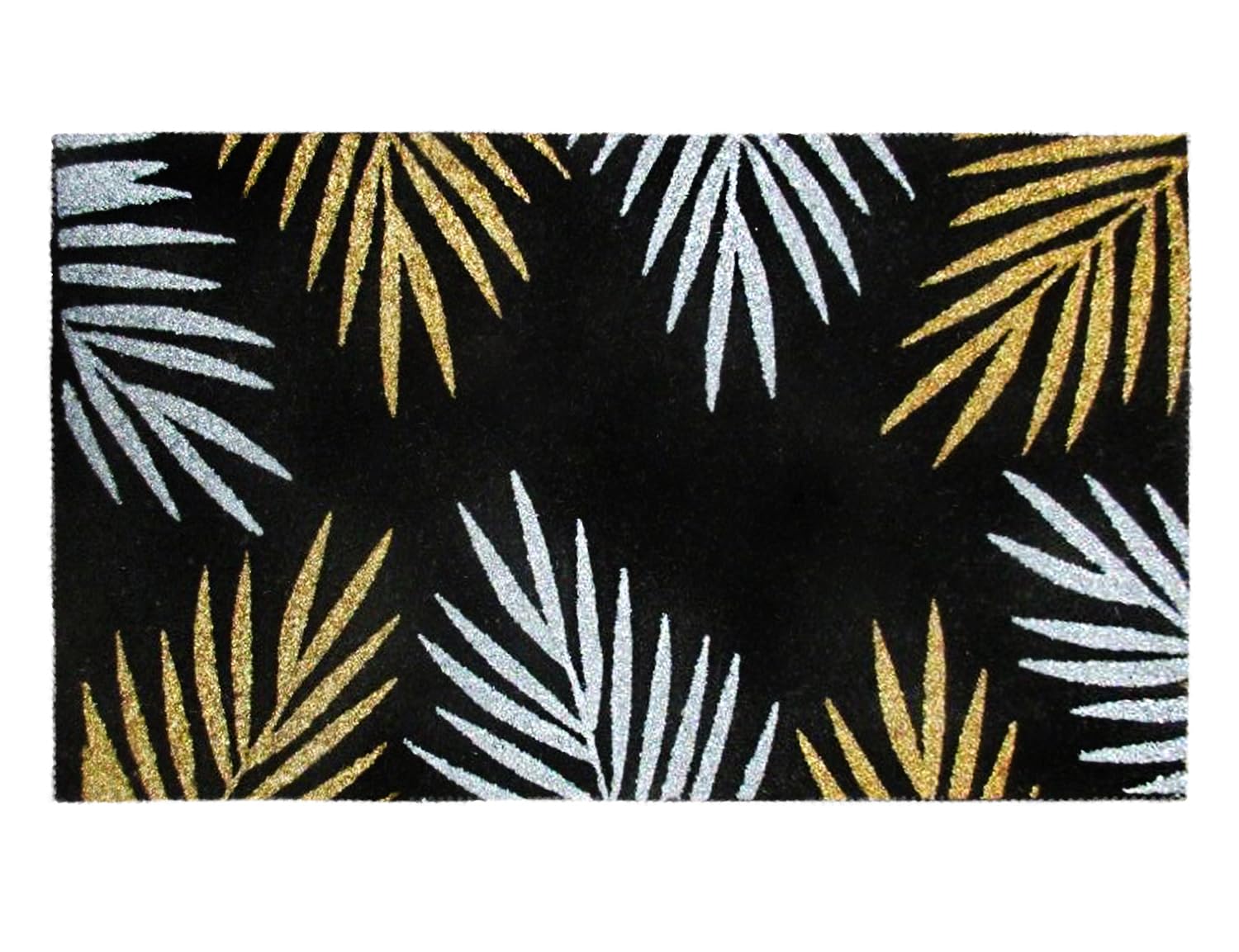 Banzaii Felpudo de Coco Entrada Casa 40 x 70 cm con Base de PVC Antideslizante - Hojas Tropicales