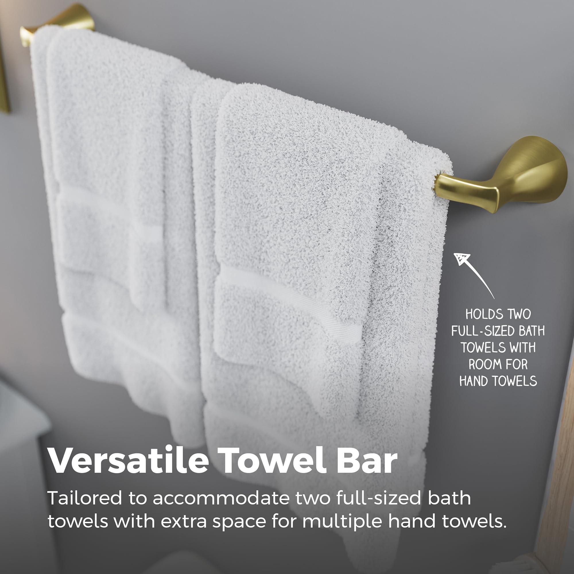 PFISTER Willa BTBWLL2BG - Barra portasciugamani da bagno, 61 cm, montaggio a parete, avvitabile, finitura oro spazzolato