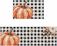 Vista 10 de Juego de 2 alfombras de cocina de Acción de Gracias, antideslizantes, antideslizantes, cómodas, juego de alfombras de cocina para fregadero, Otoño