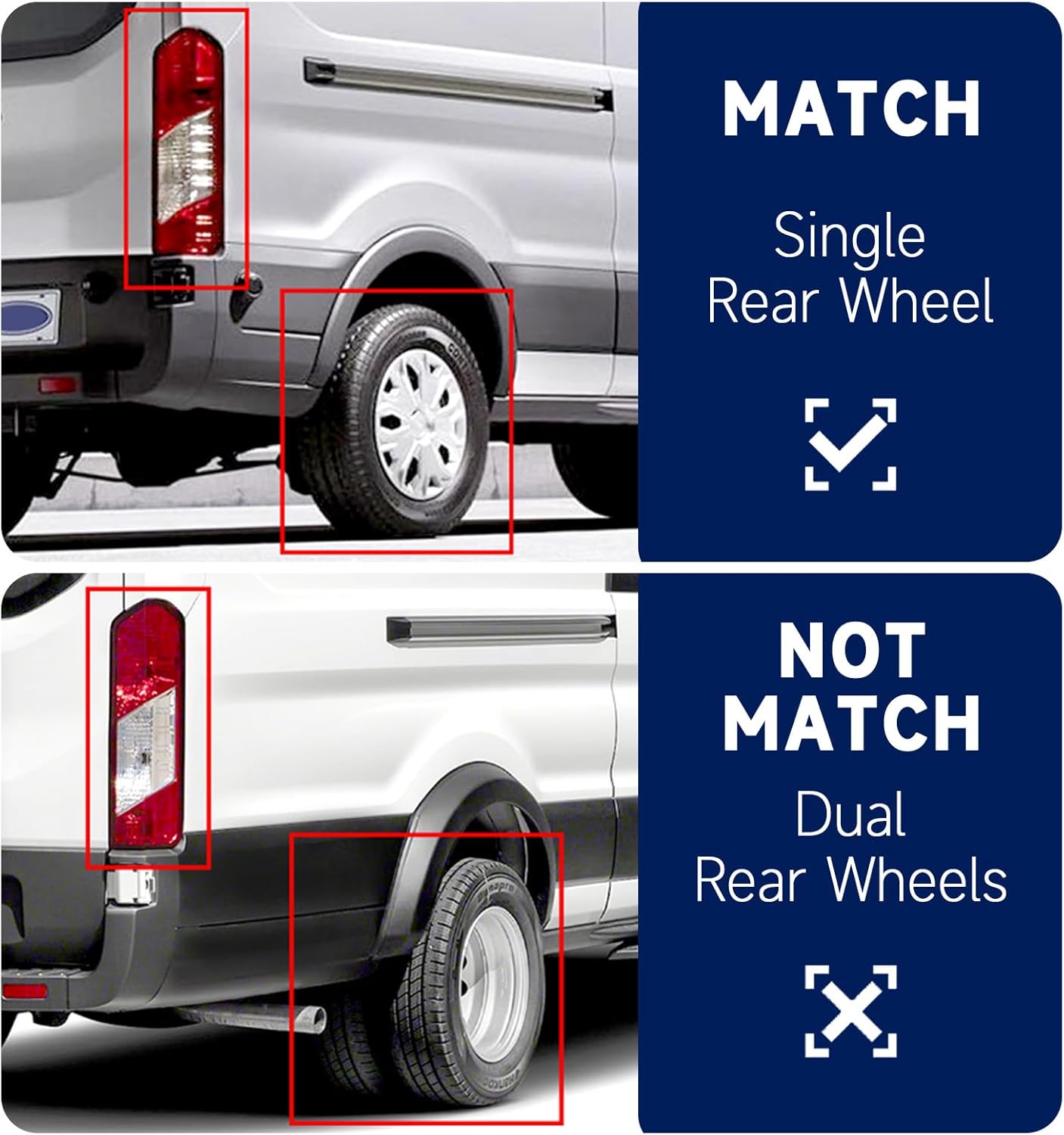 Tail Light Assembly Compatible with 2015-2025 Ford Transit 250 350 150 350HD-Bulbs and Wires Included Taillight Replace CK4Z13405G/F02800242C/CK4Z13404K/F02801242C (Not for DRW)