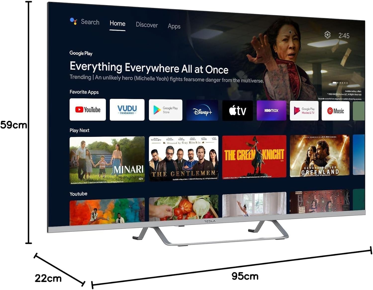 TESLA - Smart TV de 55" (127cm), Televisión Resolución UHD, Android TV 11, Hey Google Official Assistant, WiFi & Bluetooth, 2 Altavoces 12W, Chromecast Integrado, HDR10 3.840x2.160 (55E635SUS) - 2025