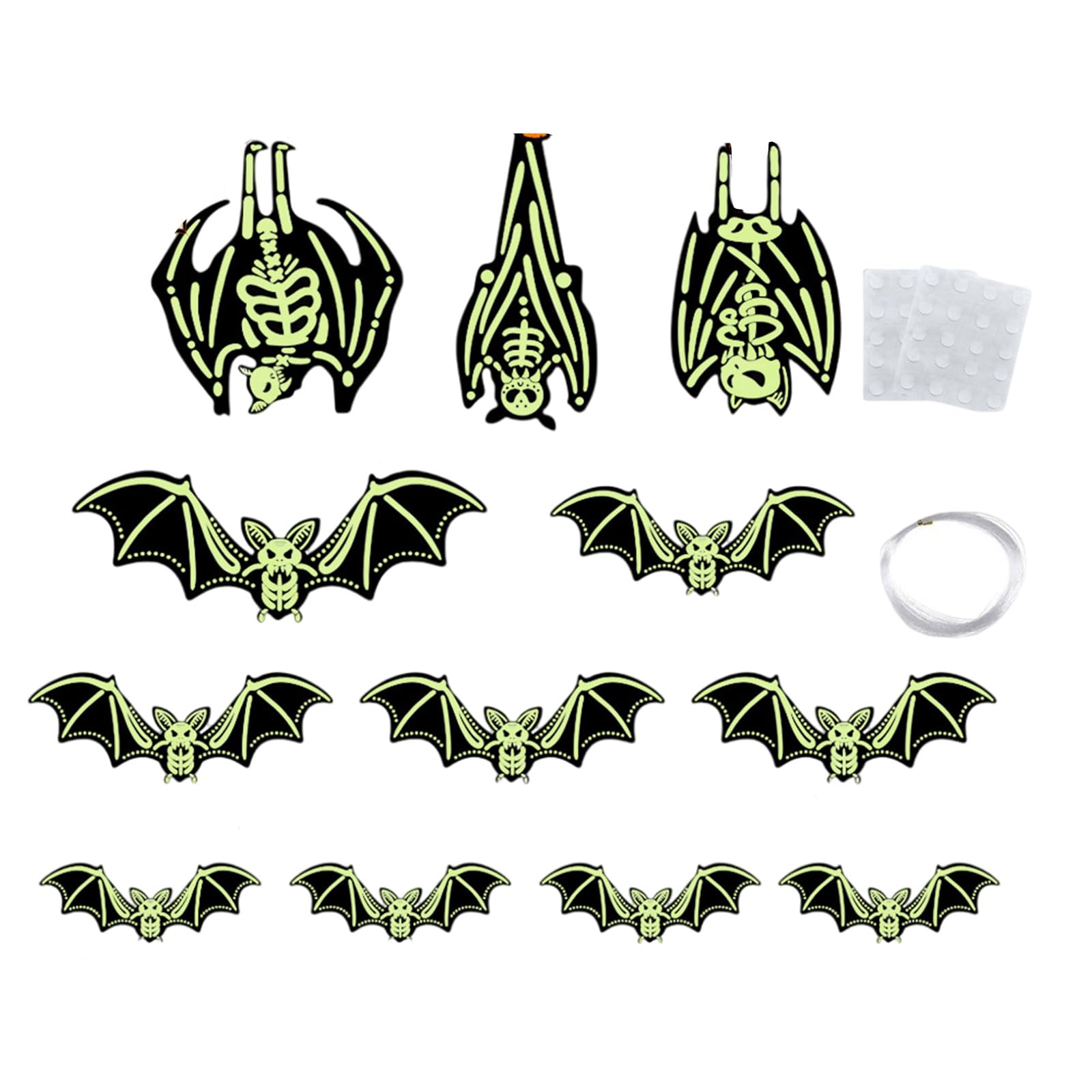 Halloween Essential Pendant Ornament Noctilucent Hanging Bat Cats Large Flying Bat Decoration for Window Porch and Yard Fun Environment