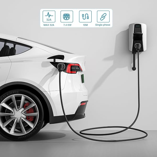 QIAO)) Type 2 EV Charging Cable, 7.4kW 10M 32A Single Phase, Electric Vehicle Type 2 to Type 2 IEC 62196 EV Charger Cable, EVs/Plug-in Hybrid Fast Car Charging Cable with Carry Bag - 5