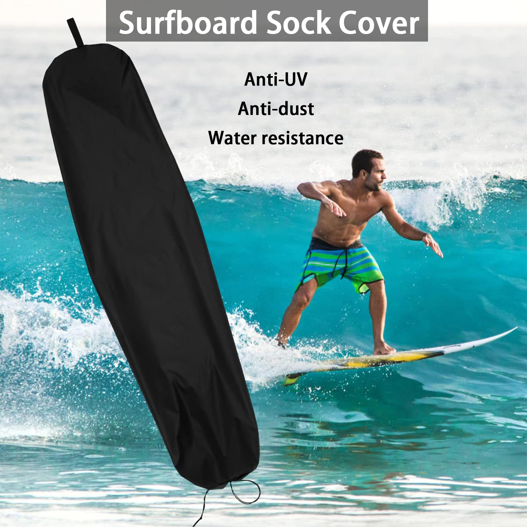 Custodia per tavola da surf, Oxford 210D, impermeabile, antivento e antipolvere, 230*50cm, Nero
