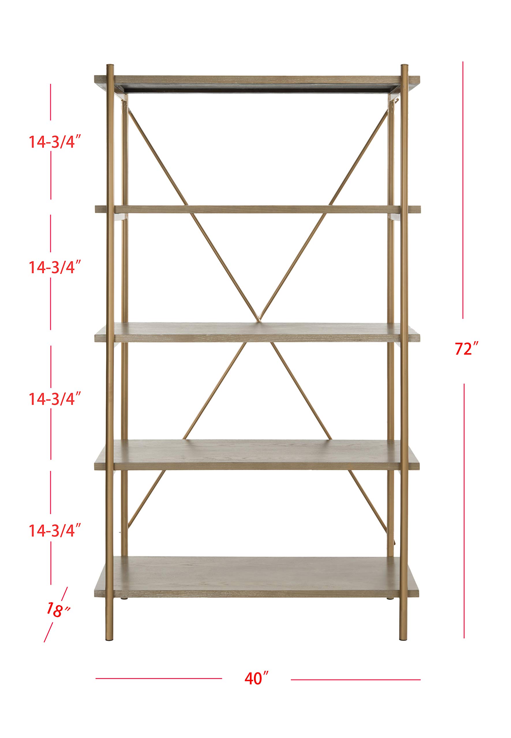 Safavieh Home Collection Rigby Etagere a 5 ripiani, rovere rustico/oro
