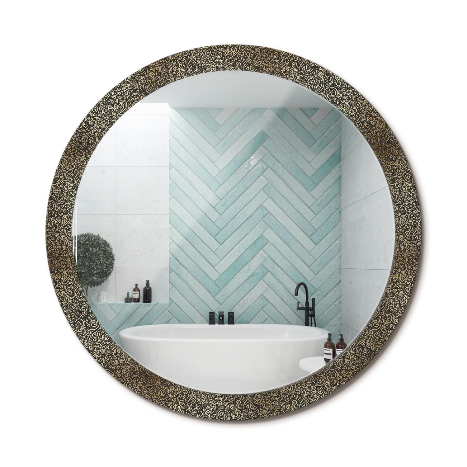 Miroir rond de salon fi100 grand format décoration couloir à motif floral chic