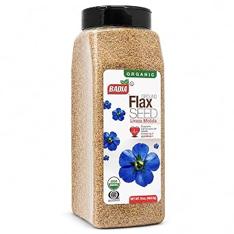 Badia Organic Ground Flax Seed, 16 oz Fiber & Omega-3 Non-GMO Superfood | Organic ground flax seed with naturally occurring fiber and omega-3, ideal for smoothies, baking, oatmeal, yogurt, recipes
