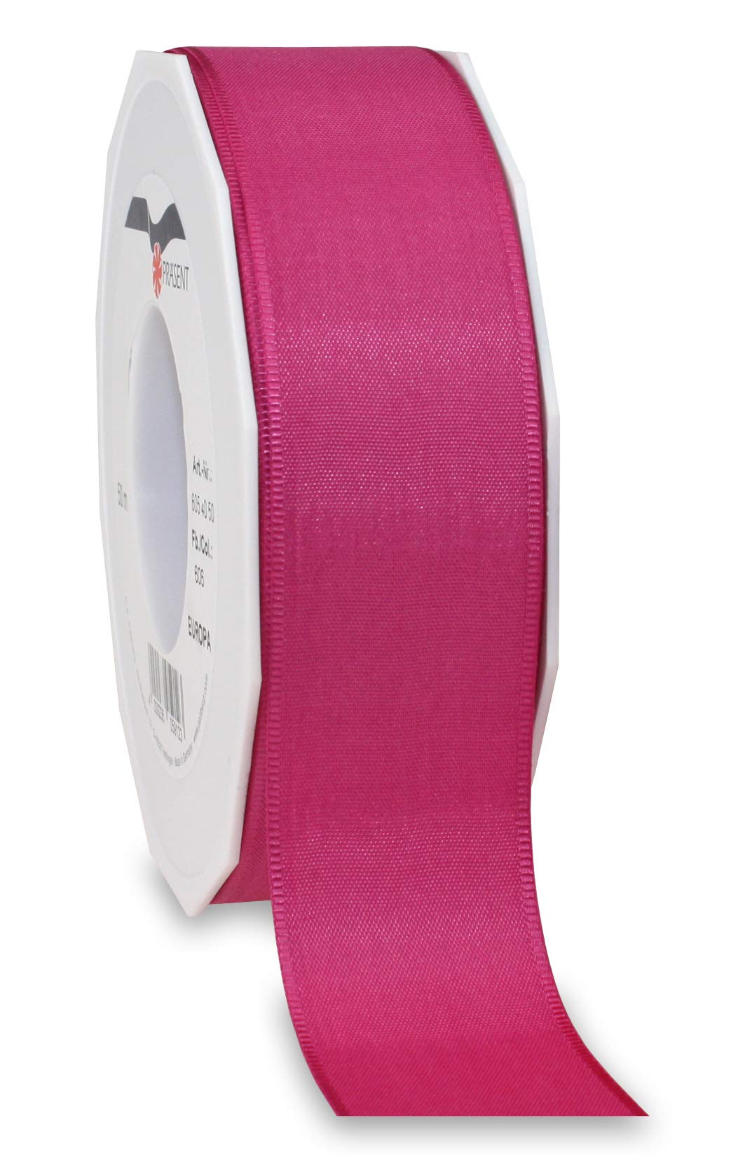 Präsent - Europa Taffeta Ribbon Magenta 40 mm Width, 50 m Length, Pink, 40 mm - 50 m