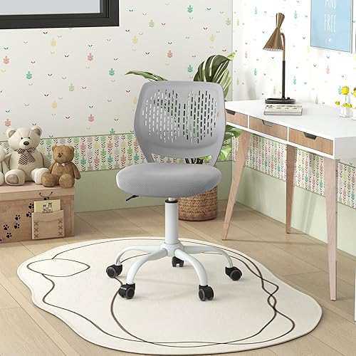 Miniatura 11 de Giantex Silla de escritorio moderna para niños, silla de estudio sin brazos con altura ajustable, silla de oficina ergonómica con ruedas, silla de