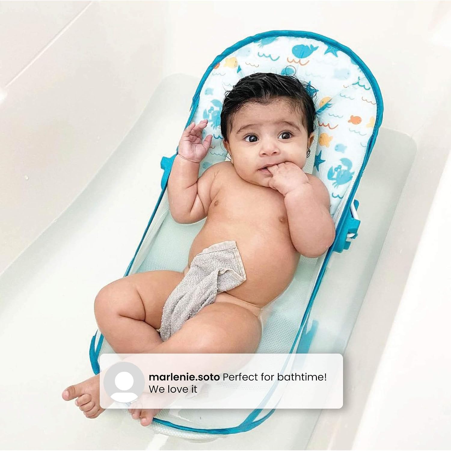 Delta Children Baby Bather Includes 2 Reclining Positions, Grey Tide