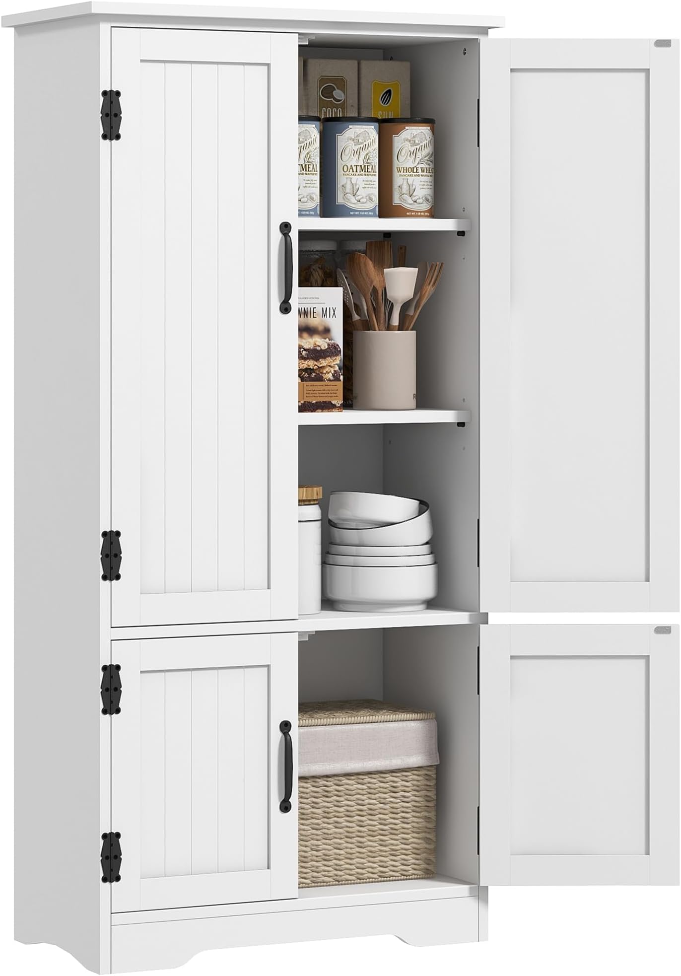 HOMCOM Accent Floor Storage Cabinet Kitchen Cabinet 2 Lower Doors White | Adjustable Shelves, Kitchen Cupboard, Sideboard