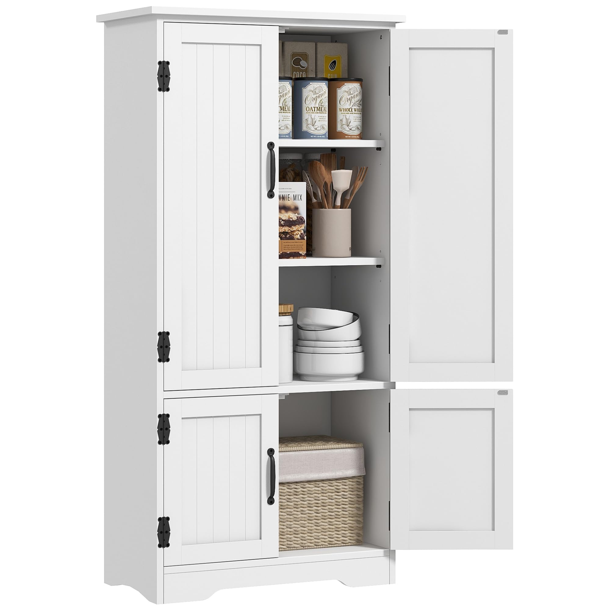 HOMCOM Alacena de Cocina Aparador Alto de Cocina 60x30x123 cm Blanco