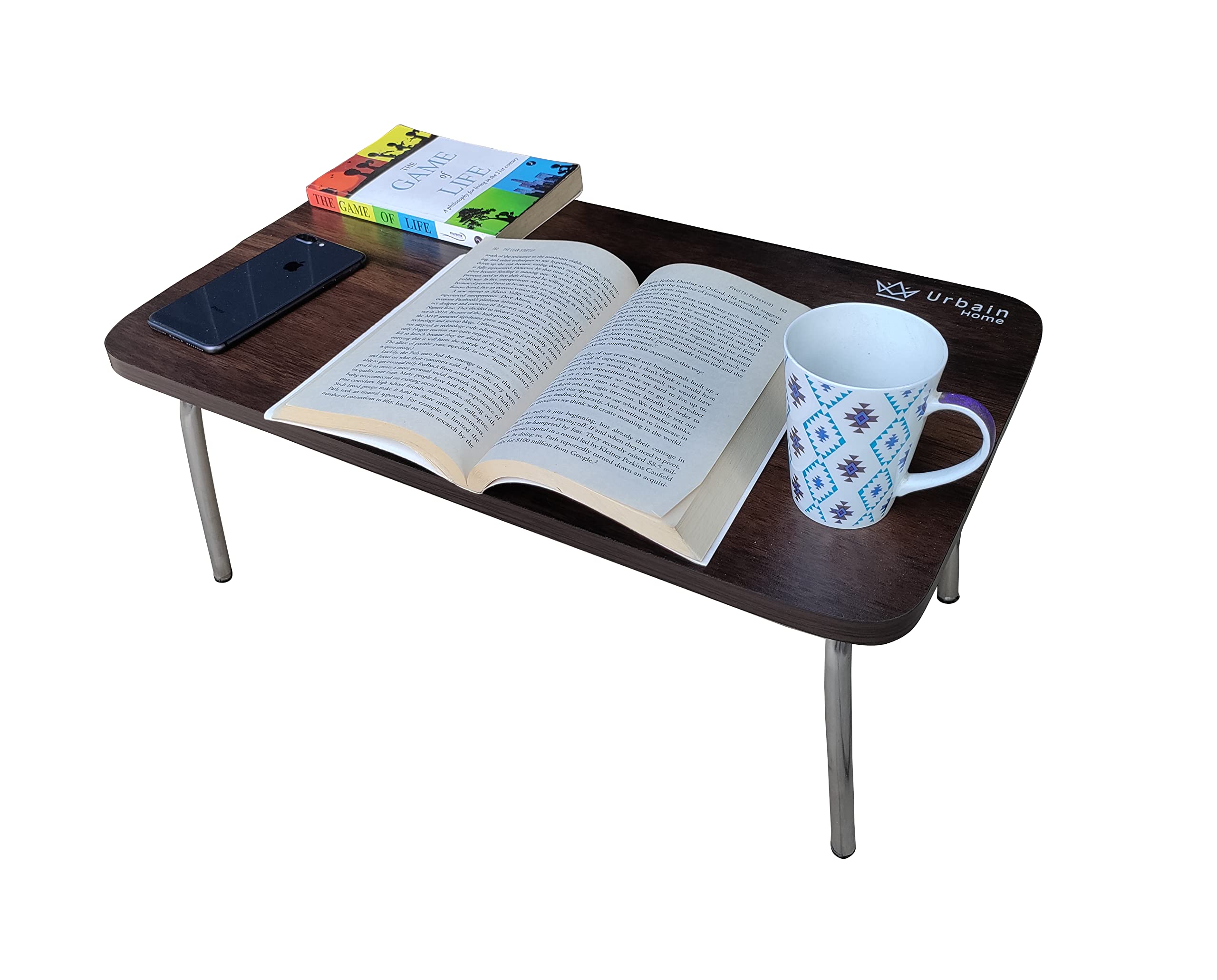 Urbain Home Strong Laptop Table for Bed Study Breakfast, Multi-Purpose Table with Chrome Steel Legs (Walnut, 40 Kg Capacity, Engineered Wood) (B08NFGND8N) Amazon Price History, Amazon Price Tracker
