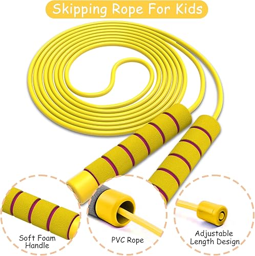 Miniatura 6 de Cuerda de saltar para niños, ajustable, suave, sin enredos, de velocidad rápida, para niños, niñas, niños, hombres, mujeres, actividades divertidas