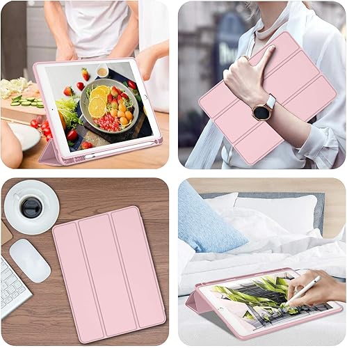 Miniatura 50 de iMieet Funda para iPad 9.7 (modelo 2018/2017, 6ª/5ª generación), funda inteligente con portalápices y parte trasera de silicona suave de piel