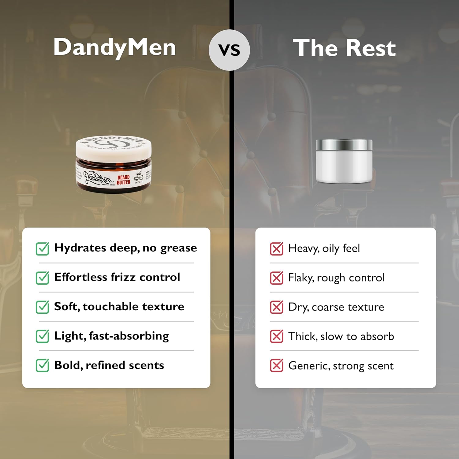 DandyMen Beard Butter – Deep Hydration and Styling Control with Shea Butter & Argan Oil – 2 oz (Tobacco Vanilla) - Image 3