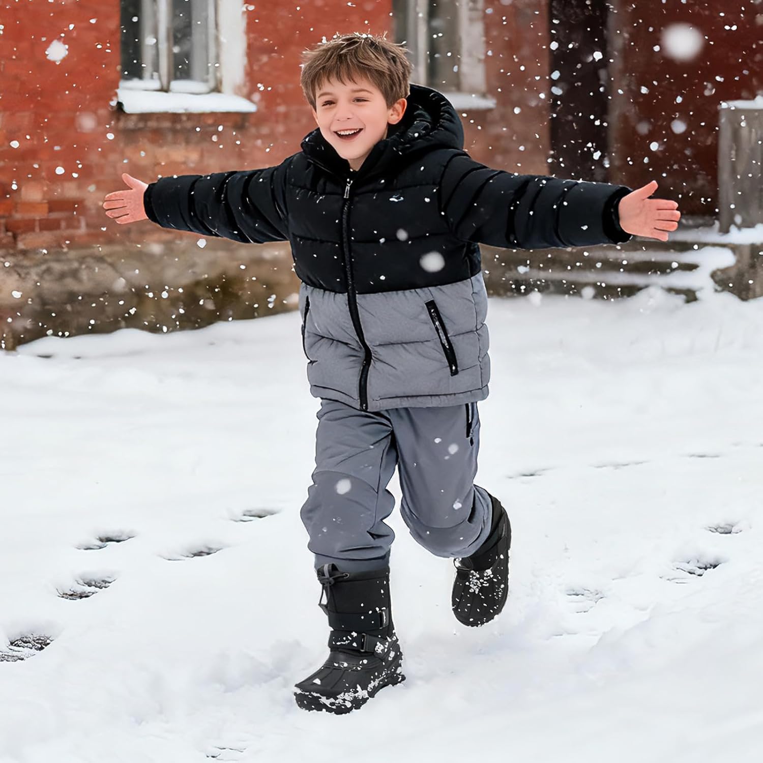 Boys Girls Waterproof Winter Warm Snow Boots Durable Anti-Slip Kids Winter Boots