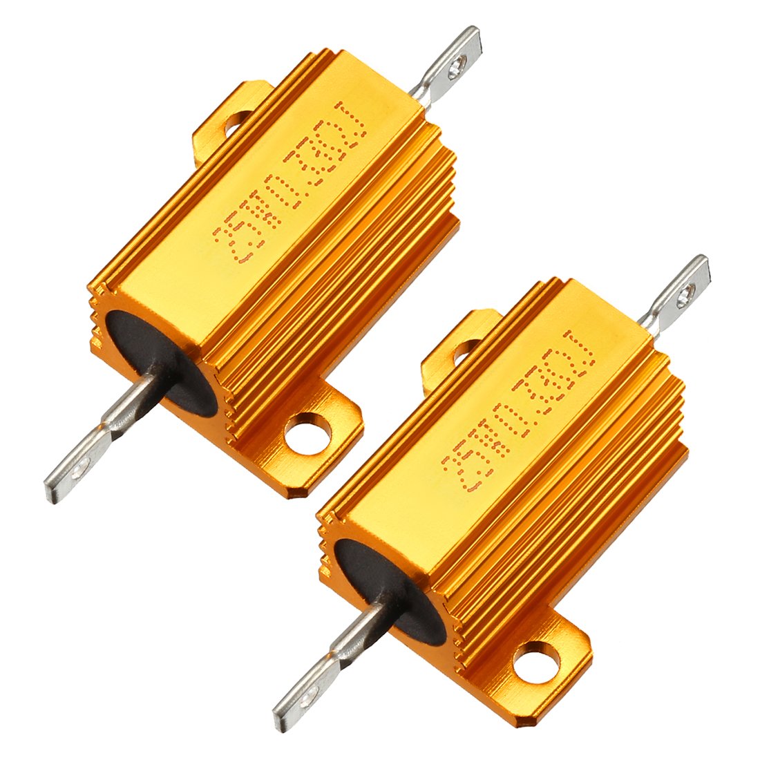 sourcingmap 25W 0.33 Ohm 5% Aluminum Housing Resistor Screw Tap Chassis Mounted Aluminum Case Wirewound Resistor Load Resistors Gold Tone 2 pcs