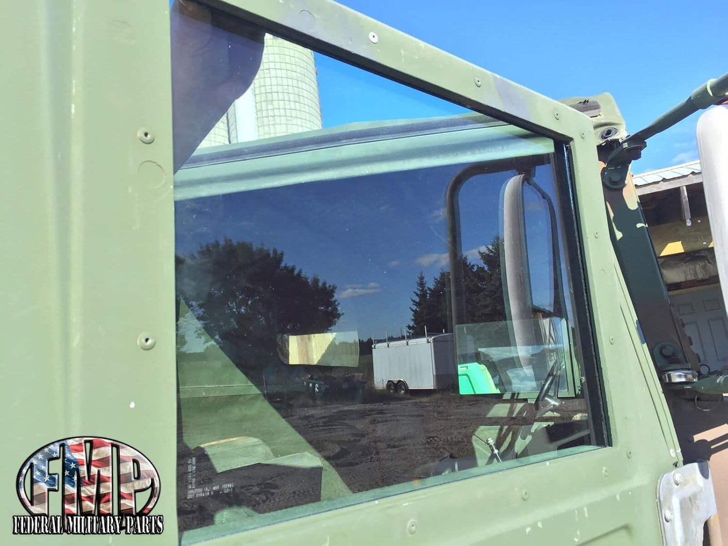 2 GREEN 3/8" TINTED LAM Hard X-DOOR WINDOW REPLACEMENT GLASS, fits MIlitary HUM-V