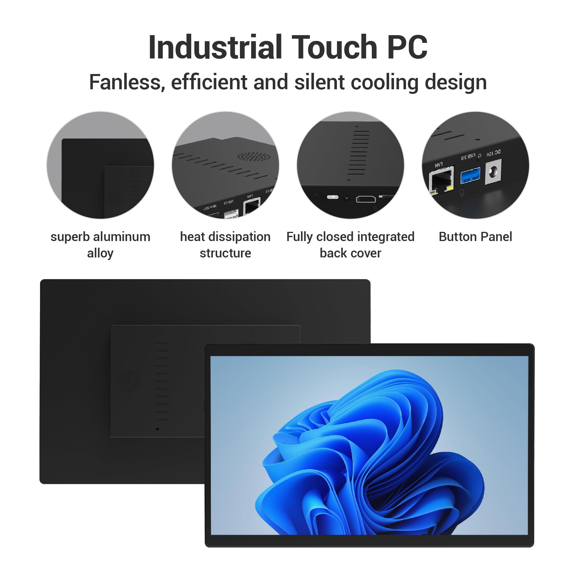 Industrie Panel PC-HEIGAOLAPC Industrie Touch Panel 15.6 Zoll, PC-panel All in One RK3399 4GB RAM 64GB ROM, Android 12 Tablet Computer Touchscreen 1920*1080 IPS, HDMI2,0, Type-C, 2 x USB Type A, RJ45