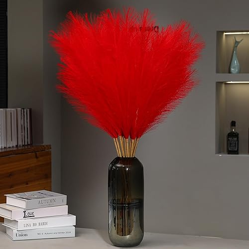 Miniatura 10 de 9 Tallos Hierba de Pampas Negra - 38 Pulgadas de Alto Decoración de Hierba Pomposa Falsa, Floral Artificial de Pompas Larga para Decoración