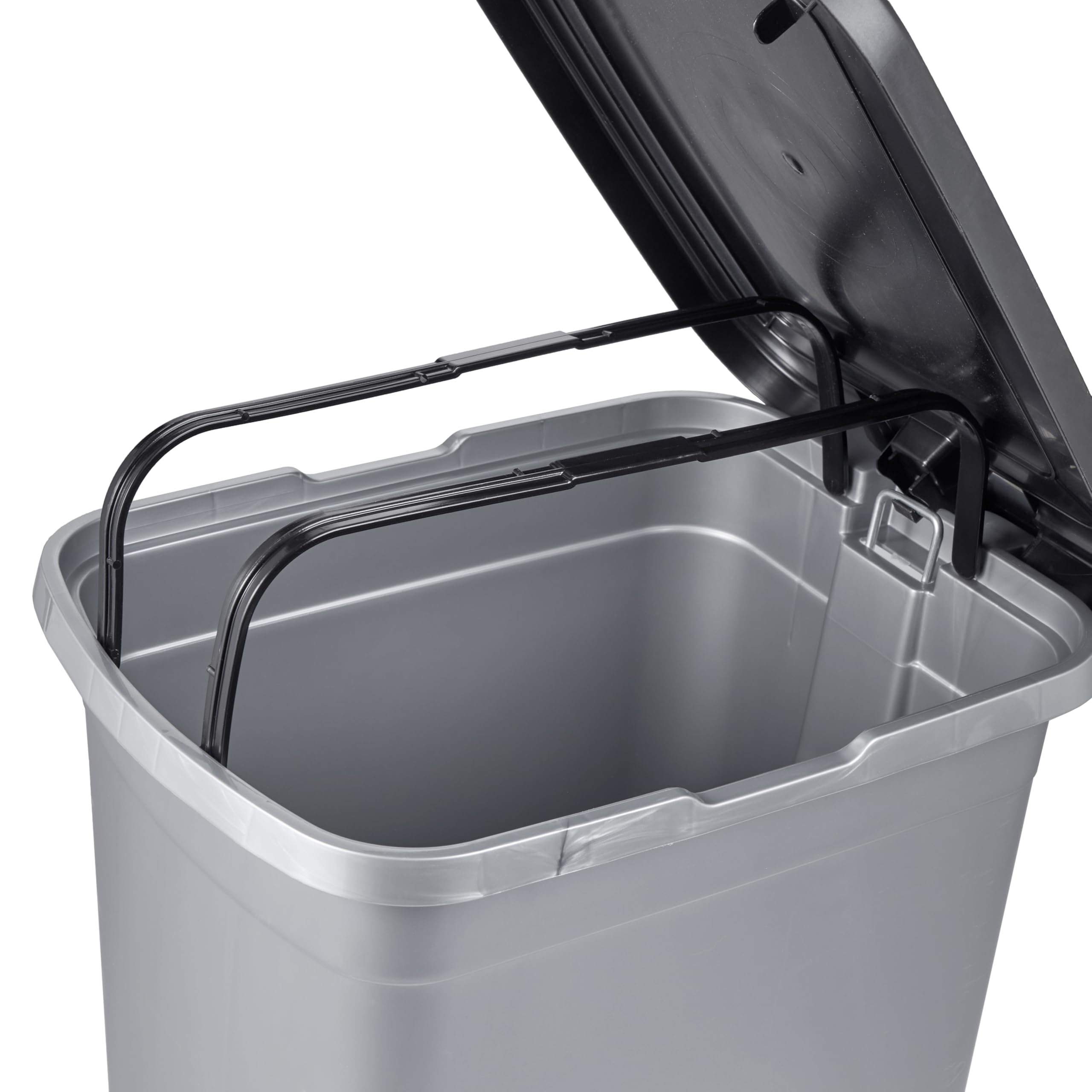 keeeper poubelle à pédale, 25 l, nettoyage facile, pédale d'ouverture et de fermeture hygiénique, poubelle, 27 x 36,5 x 44 cm, olaf, Light Silver (argent)
