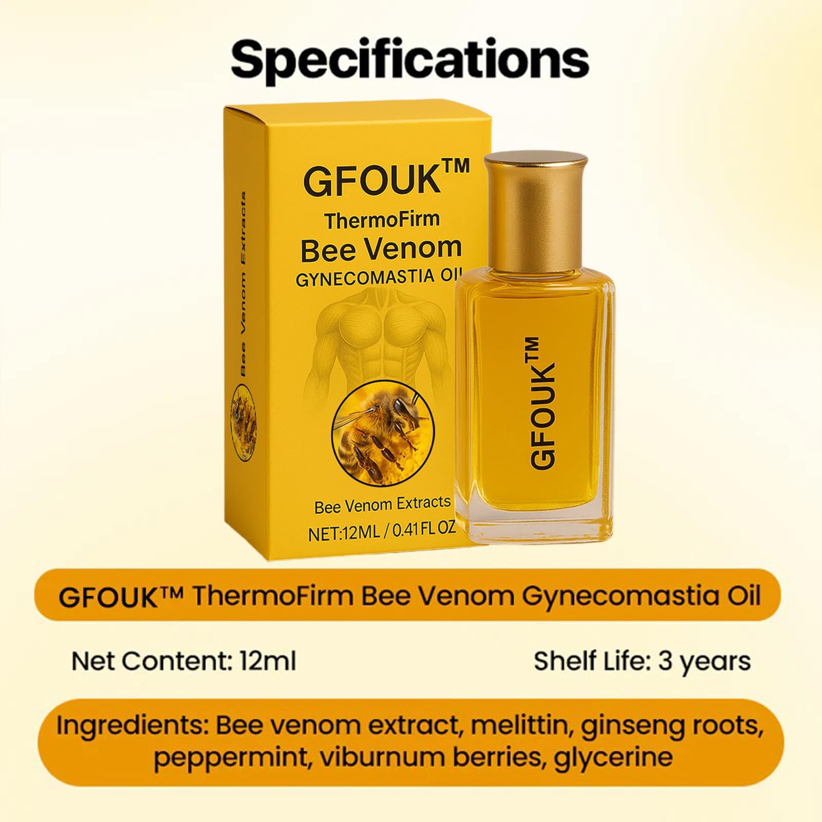 Amazon.com : GFOUK ThermoFirm Bee Venom Gynecomastia Oil,GFOUK Bee