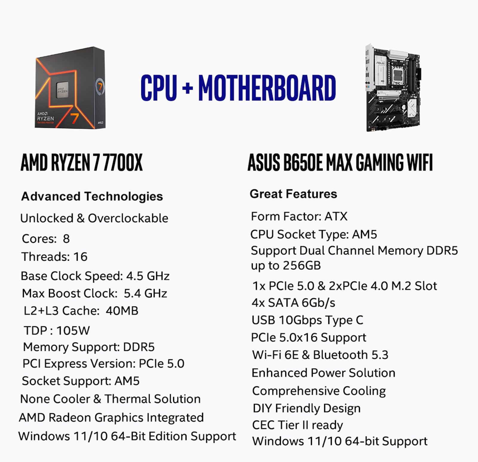 Amazon.com: MICRO CENTER AMD Ryzen 7 7700X CPU Processor Bundle